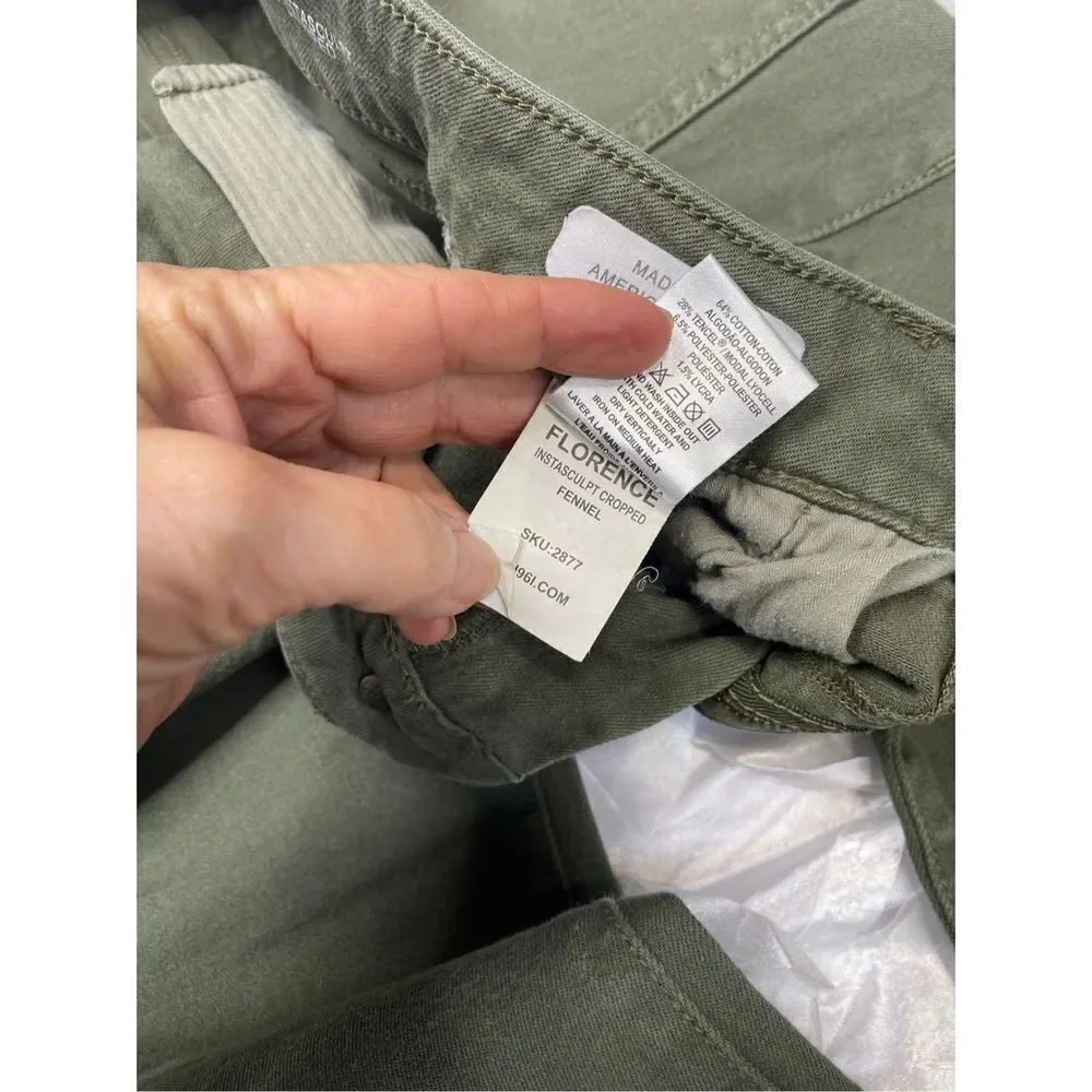 DL1961 Florence Intasculpt Skinny Zip Ankle Mid-Rise‎ Jeans Green 24